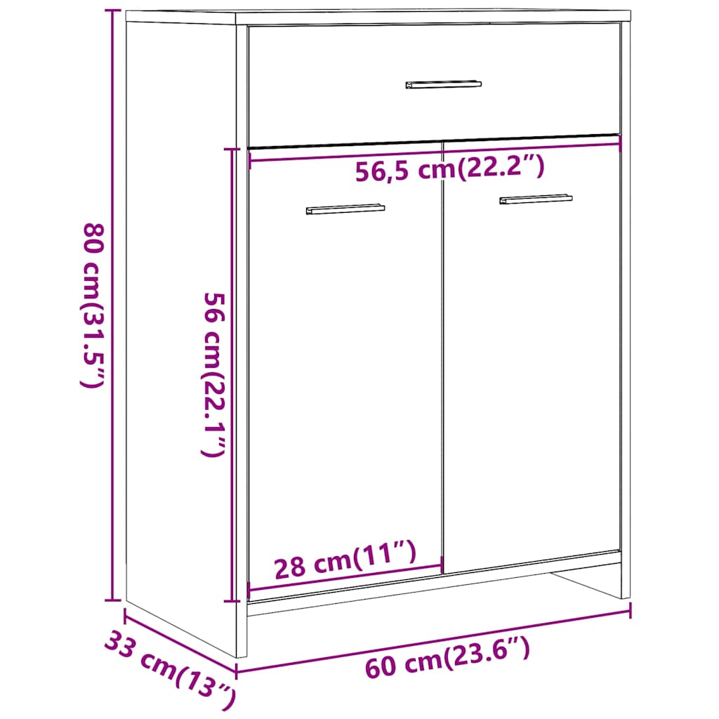 vidaXL Szafka łazienkowa, stare drewno, 60x33x80 cm