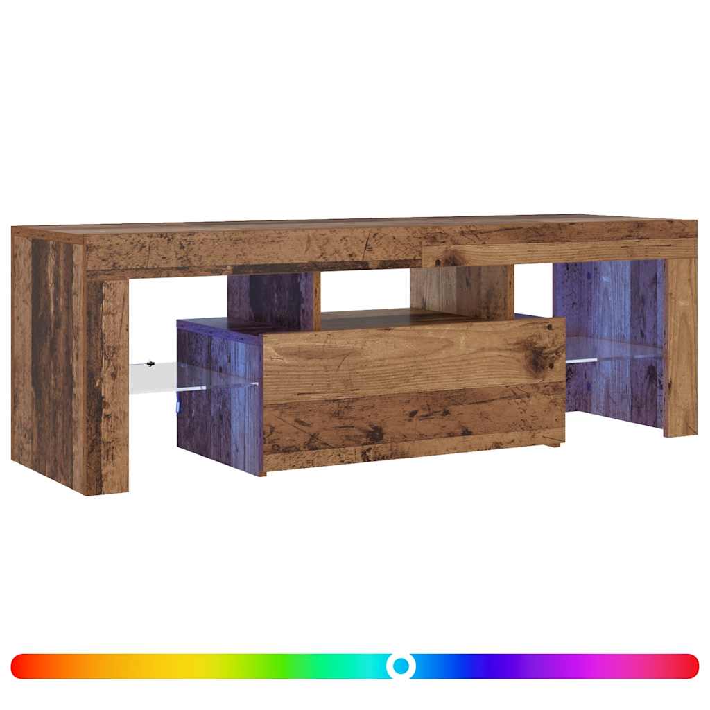 vidaXL Szafka pod TV z oświetleniem LED, stare drewno, 120x36,5x40 cm
