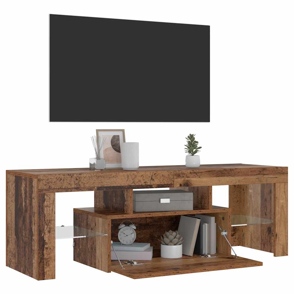 vidaXL Szafka pod TV z oświetleniem LED, stare drewno, 120x36,5x40 cm