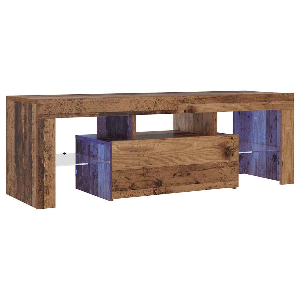 vidaXL Szafka pod TV z oświetleniem LED, stare drewno, 120x36,5x40 cm