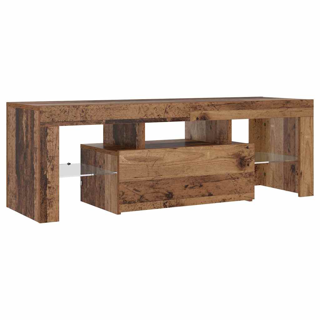 vidaXL Szafka pod TV z oświetleniem LED, stare drewno, 120x36,5x40 cm