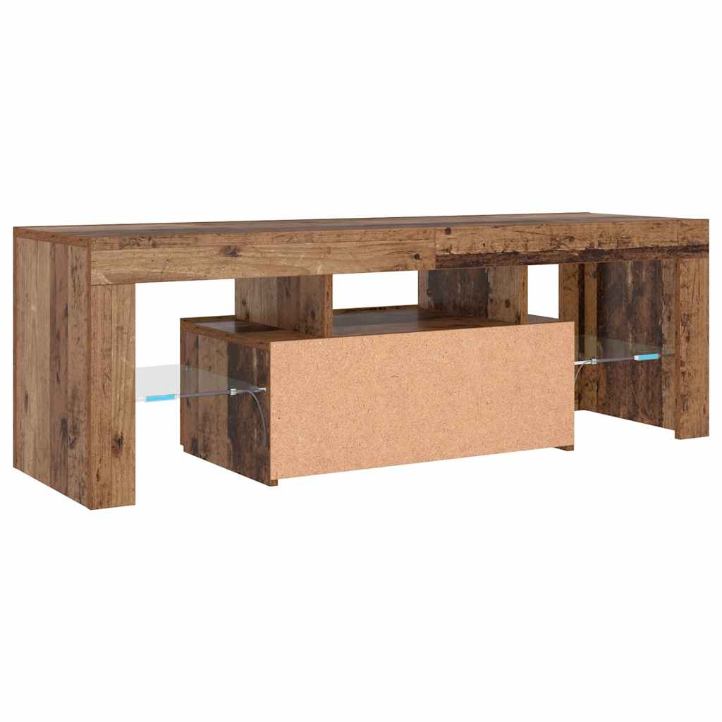 vidaXL Szafka pod TV z oświetleniem LED, stare drewno, 120x36,5x40 cm
