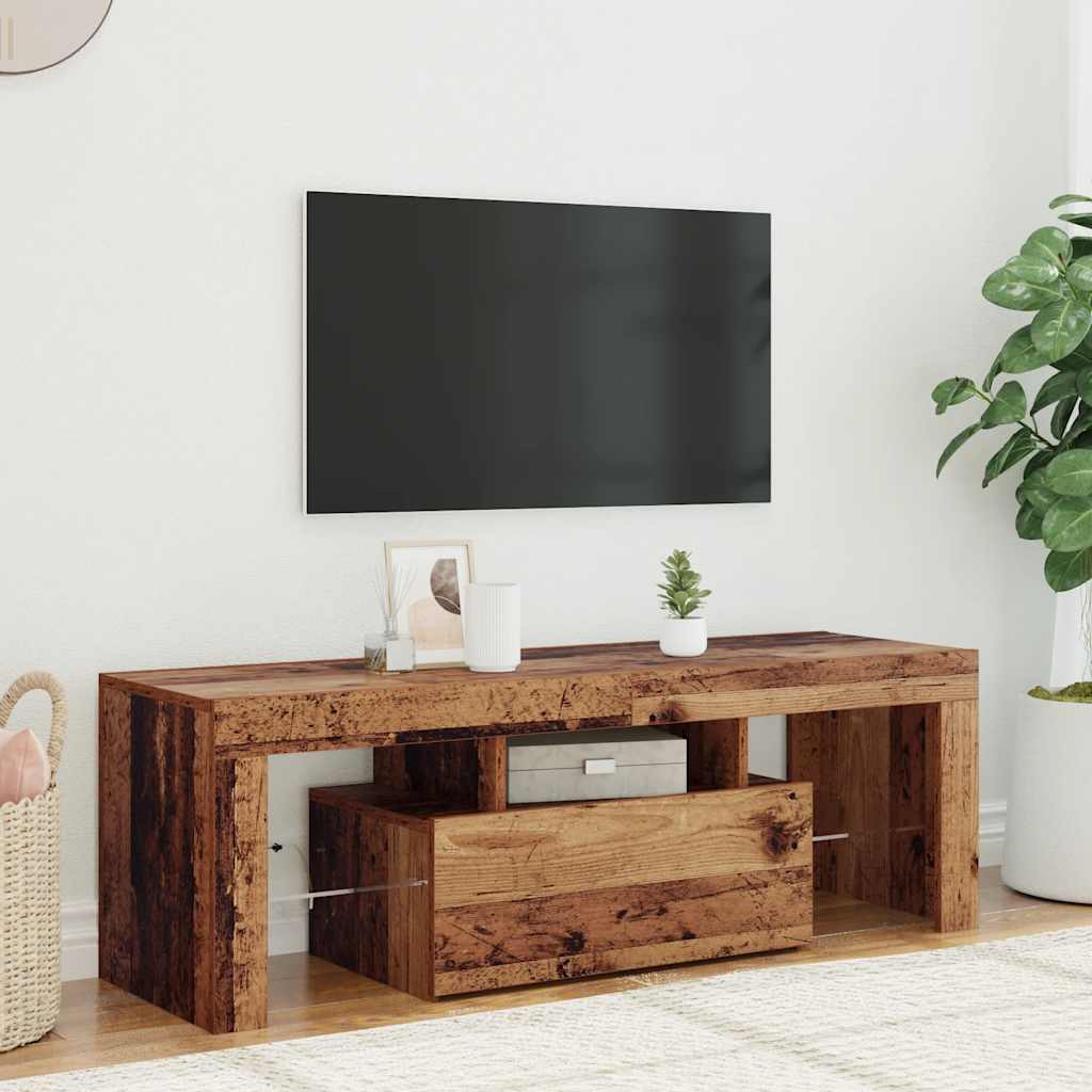 vidaXL Szafka pod TV z oświetleniem LED, stare drewno, 120x36,5x40 cm