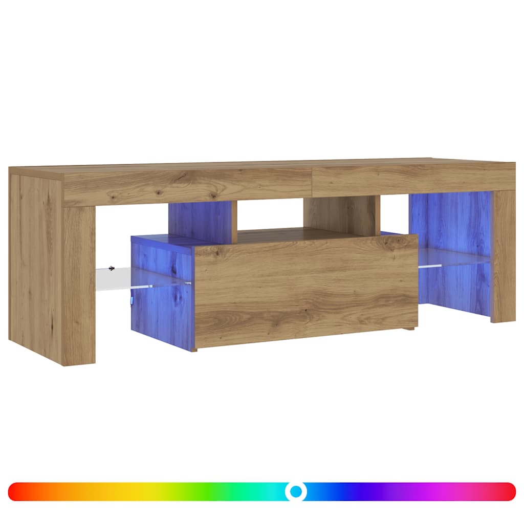 vidaXL Szafka pod TV z oświetleniem LED, dąb artisan, 120x36,5x40 cm