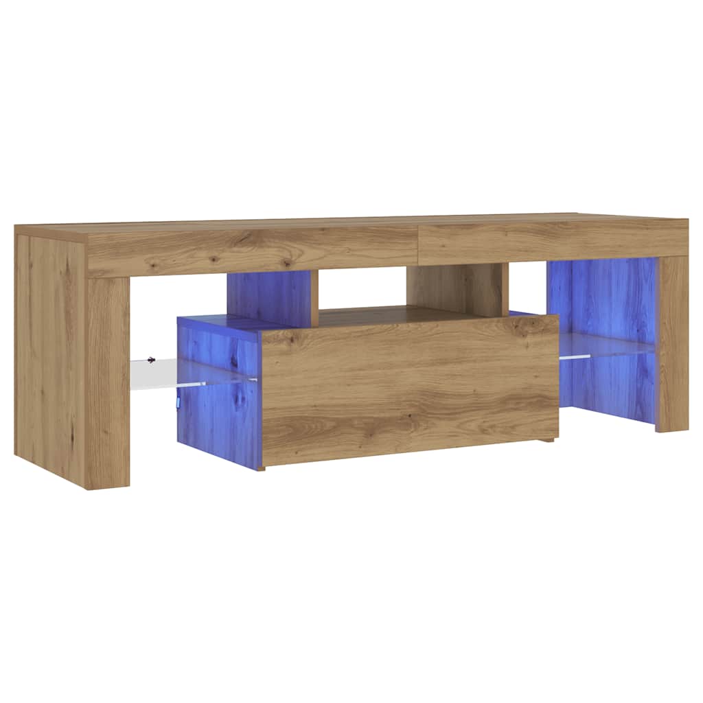 vidaXL Szafka pod TV z oświetleniem LED, dąb artisan, 120x36,5x40 cm