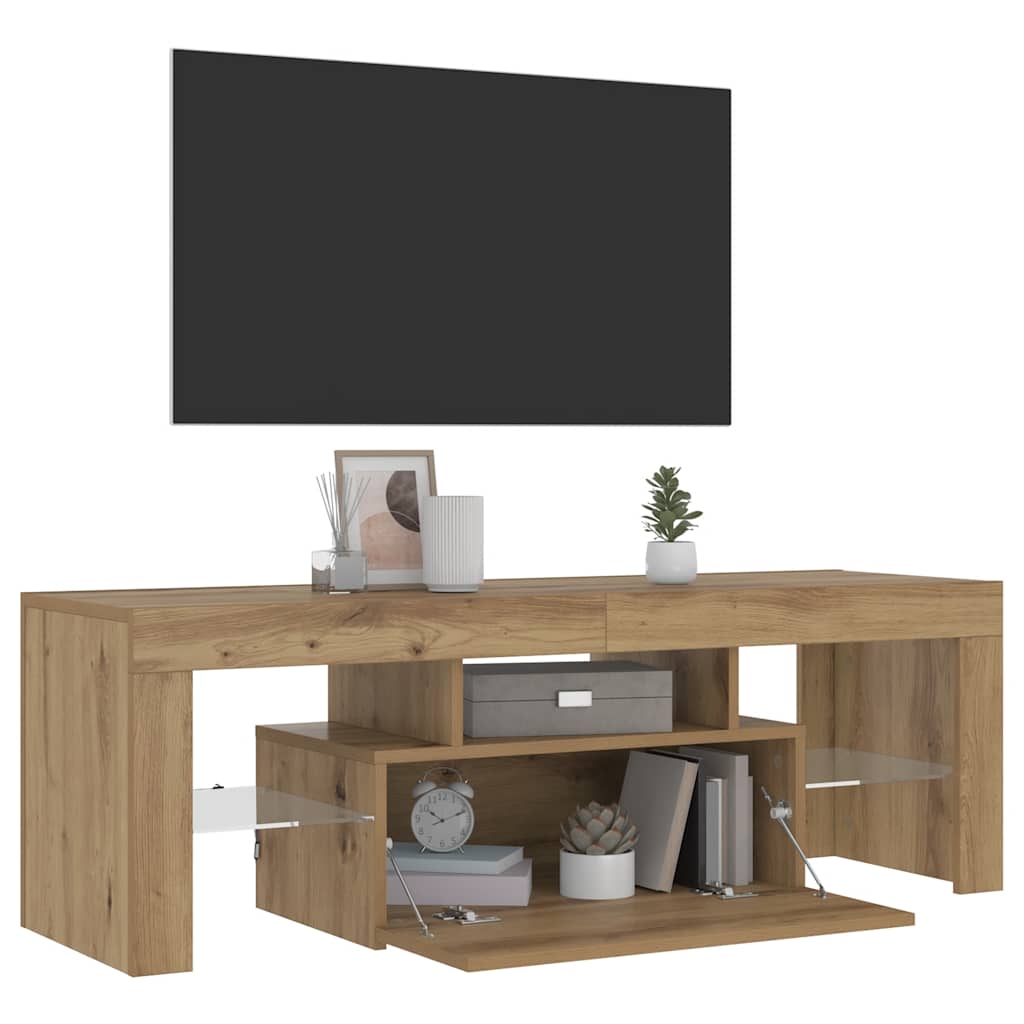 vidaXL Szafka pod TV z oświetleniem LED, dąb artisan, 120x36,5x40 cm