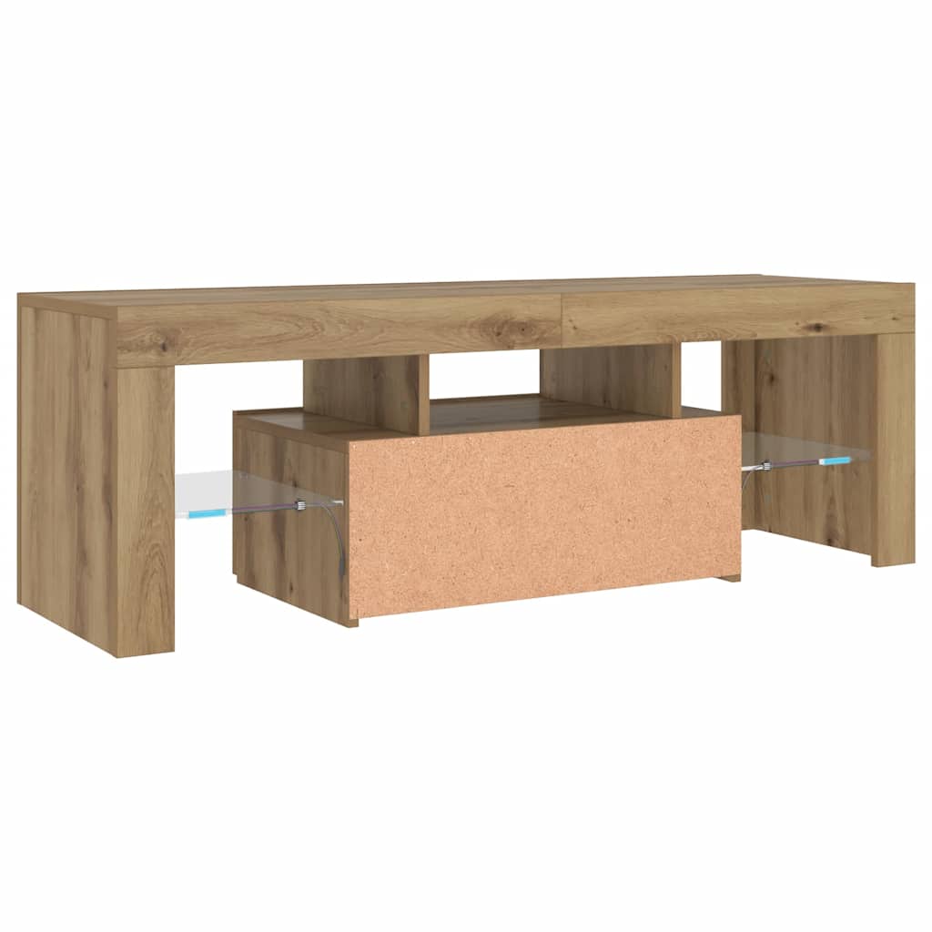 vidaXL Szafka pod TV z oświetleniem LED, dąb artisan, 120x36,5x40 cm