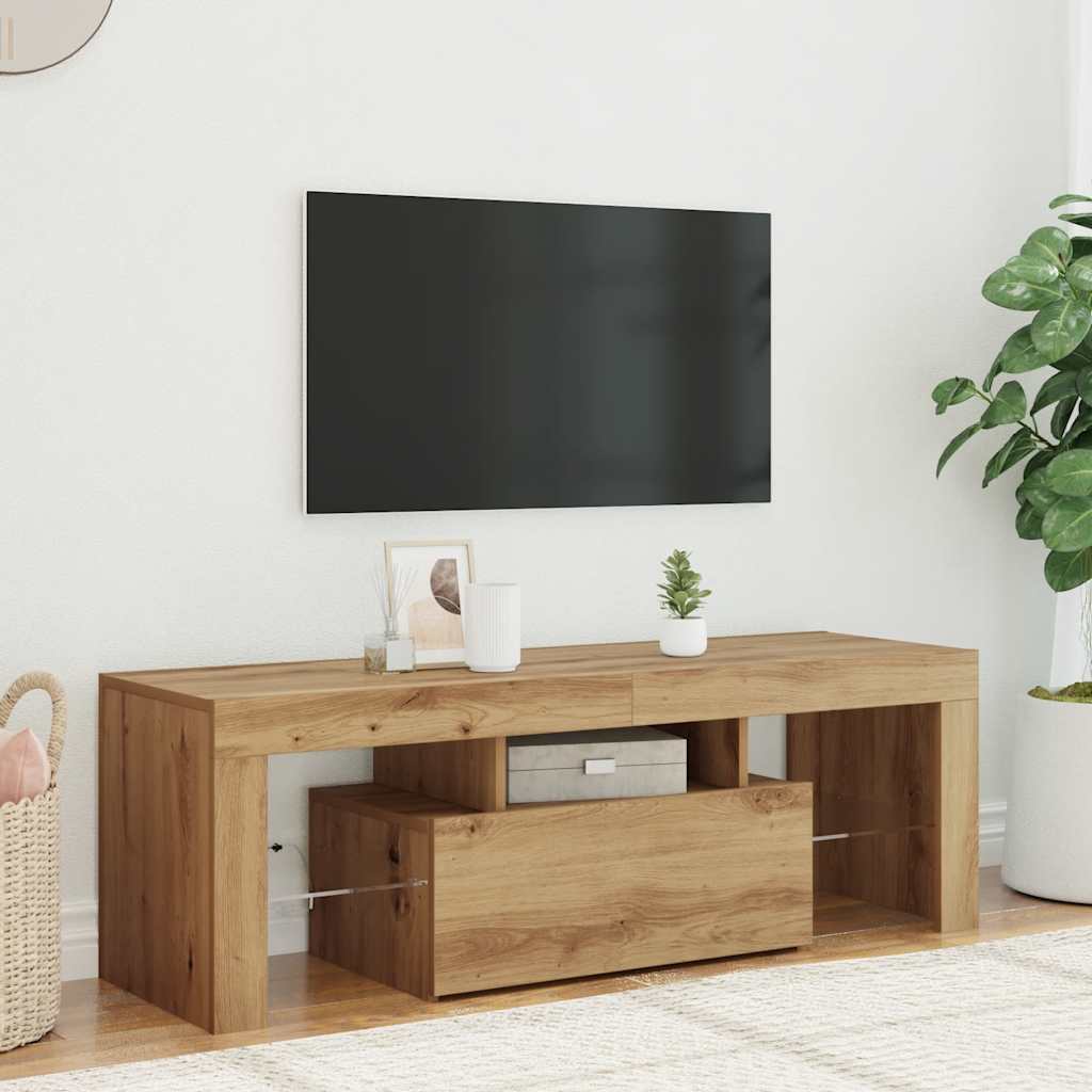 vidaXL Szafka pod TV z oświetleniem LED, dąb artisan, 120x36,5x40 cm