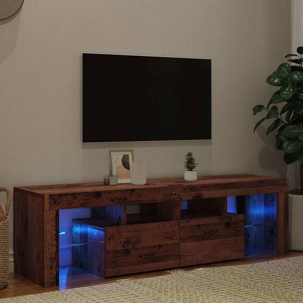 vidaXL Szafka pod TV z oświetleniem LED, stare drewno, 140x36,5x40 cm