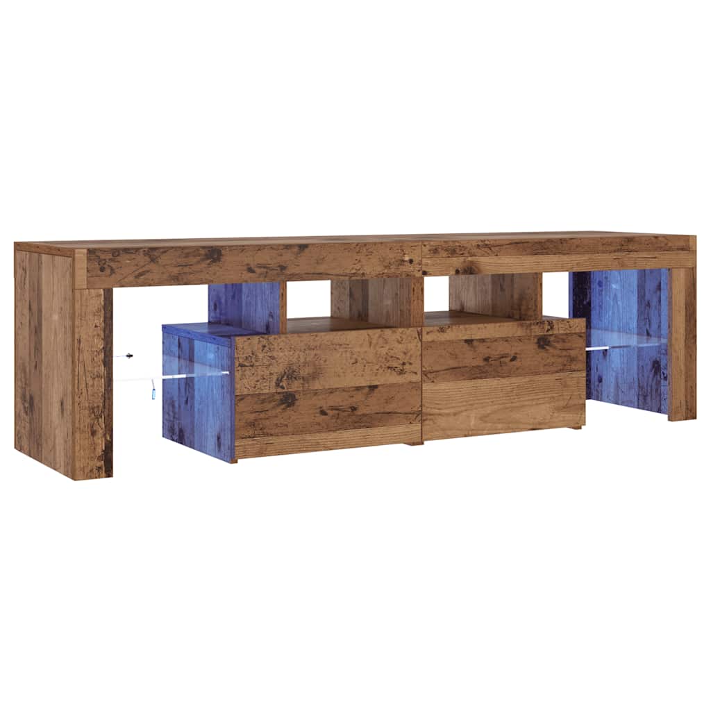vidaXL Szafka pod TV z oświetleniem LED, stare drewno, 140x36,5x40 cm