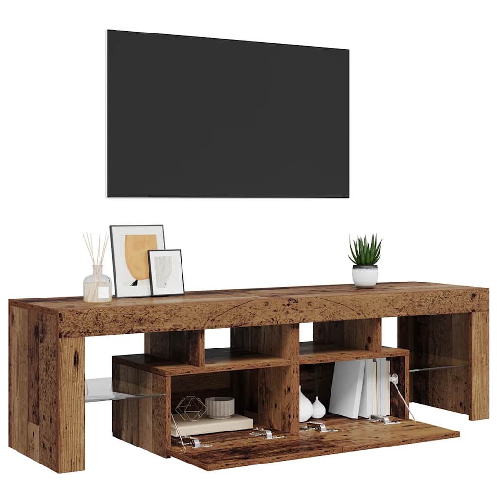 vidaXL Szafka pod TV z oświetleniem LED, stare drewno, 140x36,5x40 cm