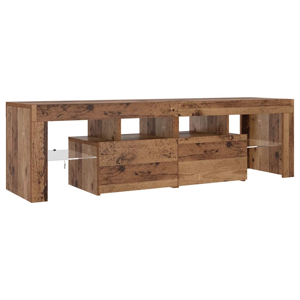 vidaXL Szafka pod TV z oświetleniem LED, stare drewno, 140x36,5x40 cm