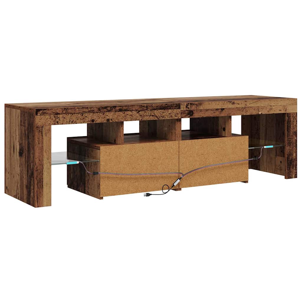 vidaXL Szafka pod TV z oświetleniem LED, stare drewno, 140x36,5x40 cm