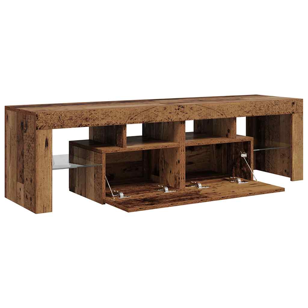 vidaXL Szafka pod TV z oświetleniem LED, stare drewno, 140x36,5x40 cm