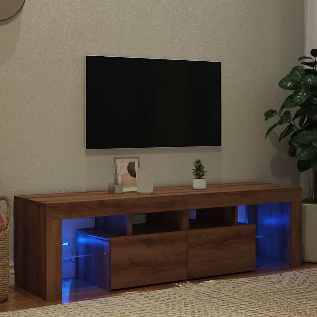 vidaXL Szafka pod TV z oświetleniem LED, dąb artisan, 140x36,5x40 cm