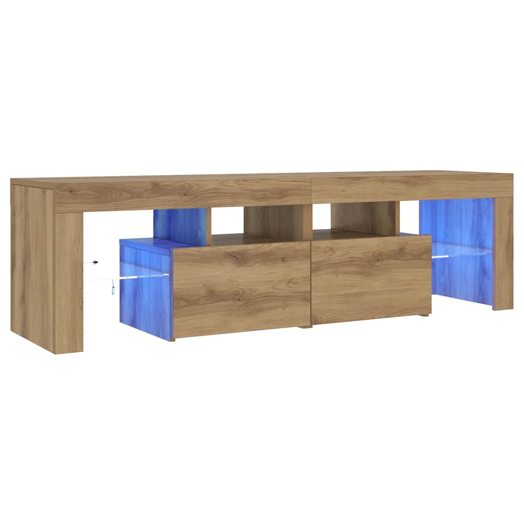 vidaXL Szafka pod TV z oświetleniem LED, dąb artisan, 140x36,5x40 cm