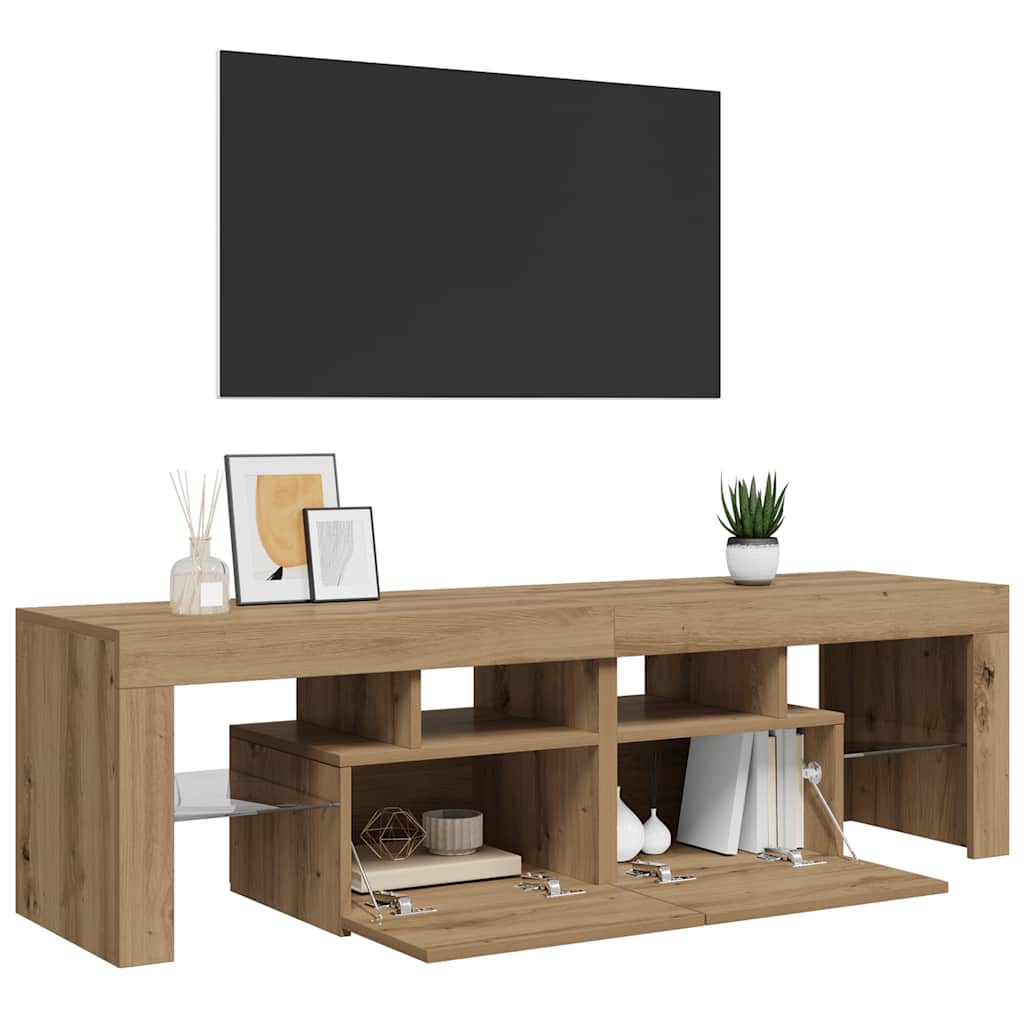 vidaXL Szafka pod TV z oświetleniem LED, dąb artisan, 140x36,5x40 cm