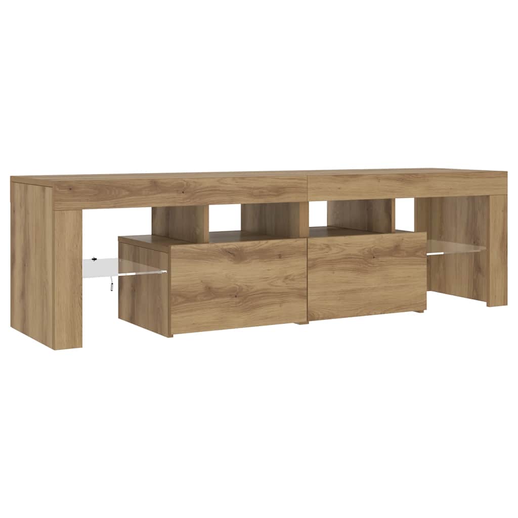 vidaXL Szafka pod TV z oświetleniem LED, dąb artisan, 140x36,5x40 cm