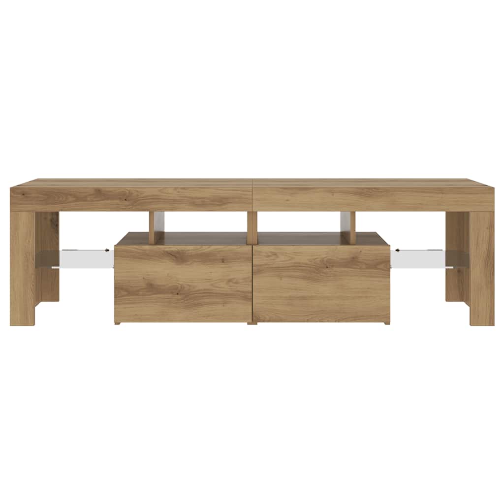 vidaXL Szafka pod TV z oświetleniem LED, dąb artisan, 140x36,5x40 cm