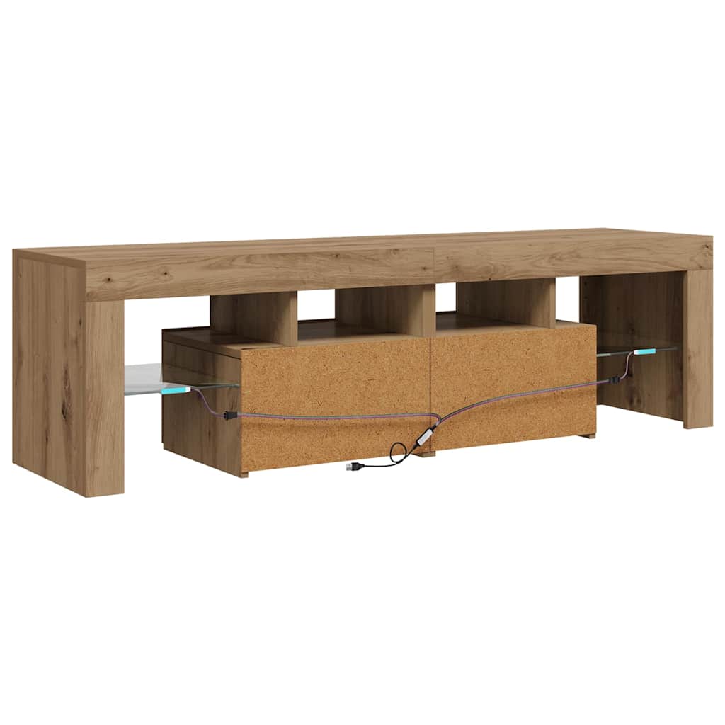 vidaXL Szafka pod TV z oświetleniem LED, dąb artisan, 140x36,5x40 cm
