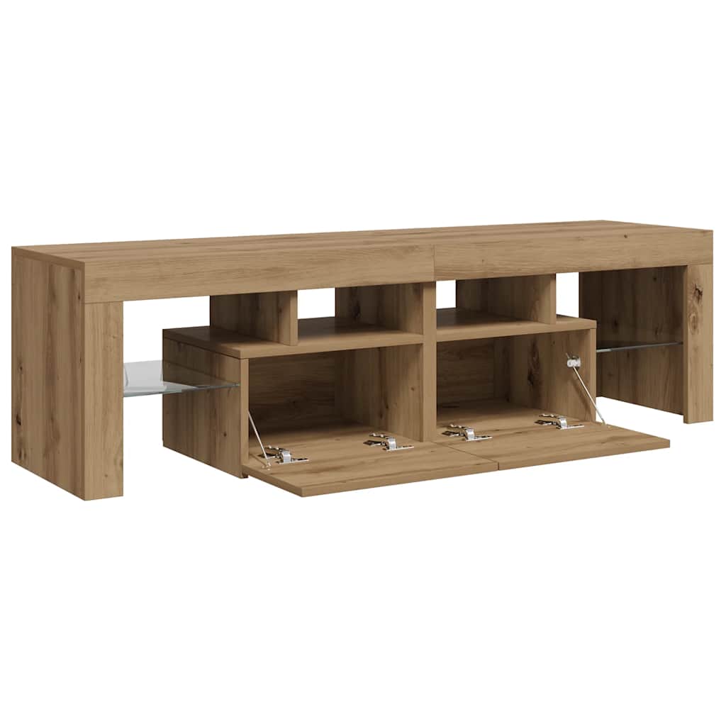 vidaXL Szafka pod TV z oświetleniem LED, dąb artisan, 140x36,5x40 cm