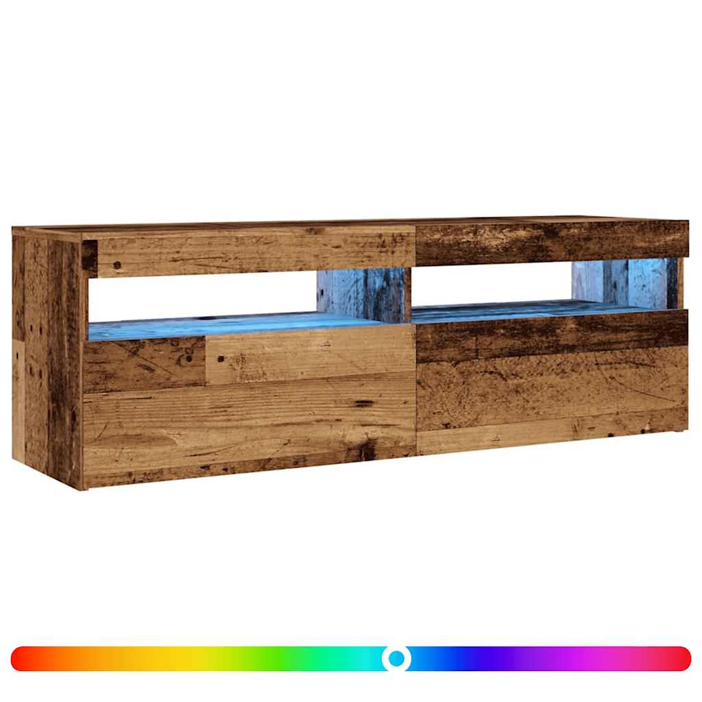 vidaXL Szafka pod TV z oświetleniem LED, stare drewno, 120x35x40 cm