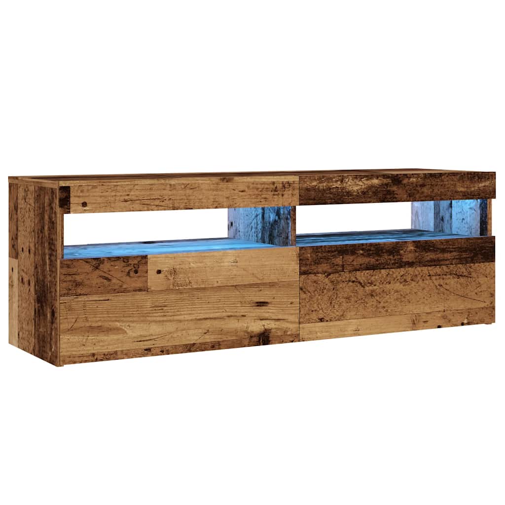 vidaXL Szafka pod TV z oświetleniem LED, stare drewno, 120x35x40 cm