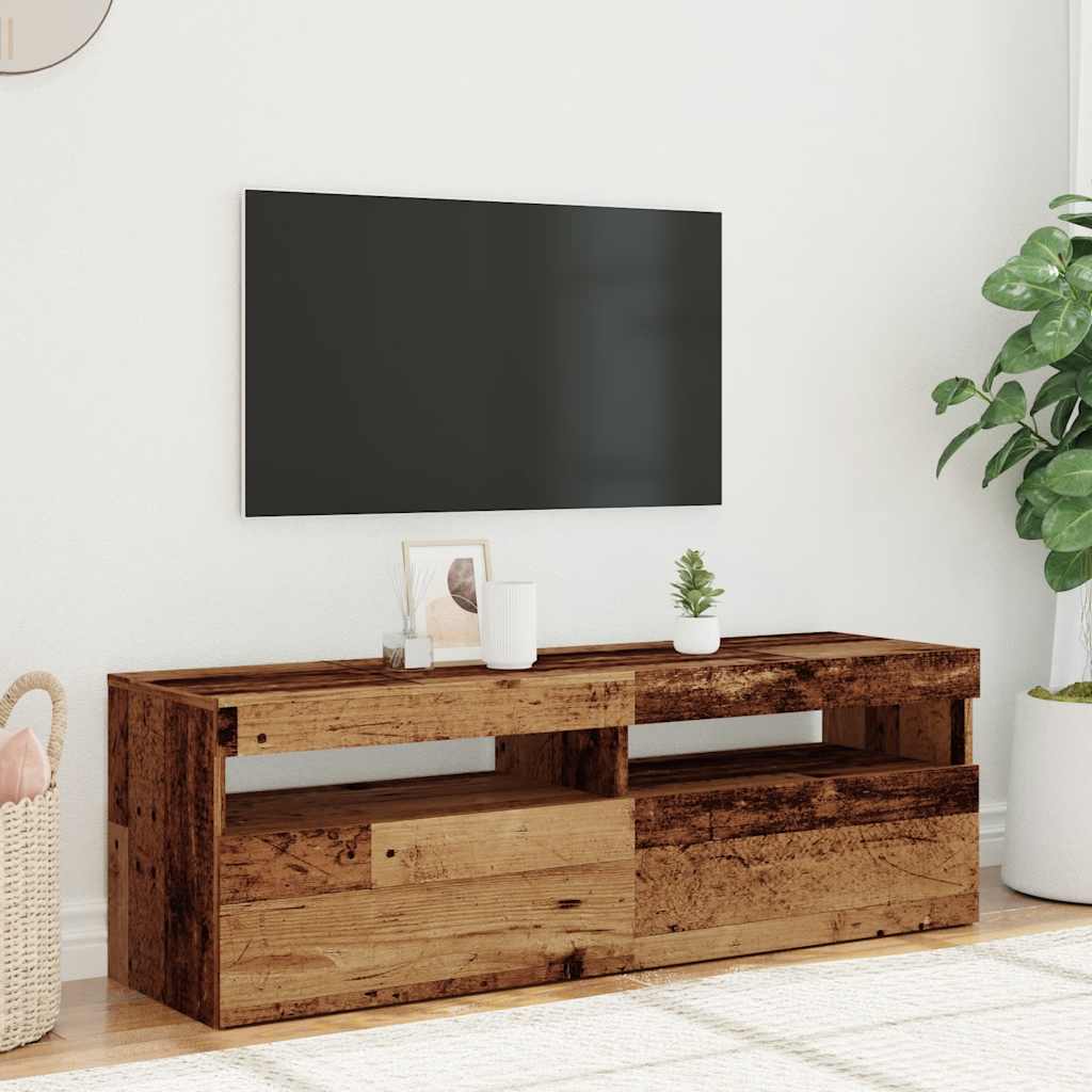 vidaXL Szafka pod TV z oświetleniem LED, stare drewno, 120x35x40 cm