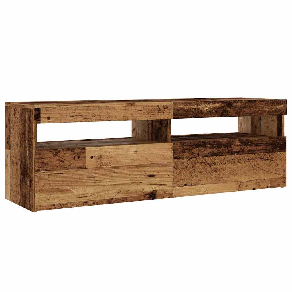 vidaXL Szafka pod TV z oświetleniem LED, stare drewno, 120x35x40 cm