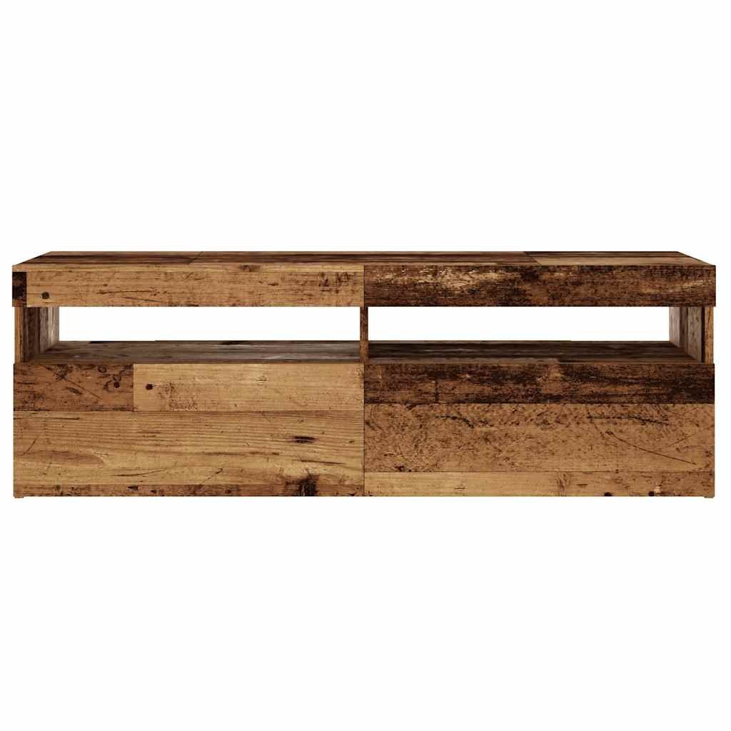 vidaXL Szafka pod TV z oświetleniem LED, stare drewno, 120x35x40 cm