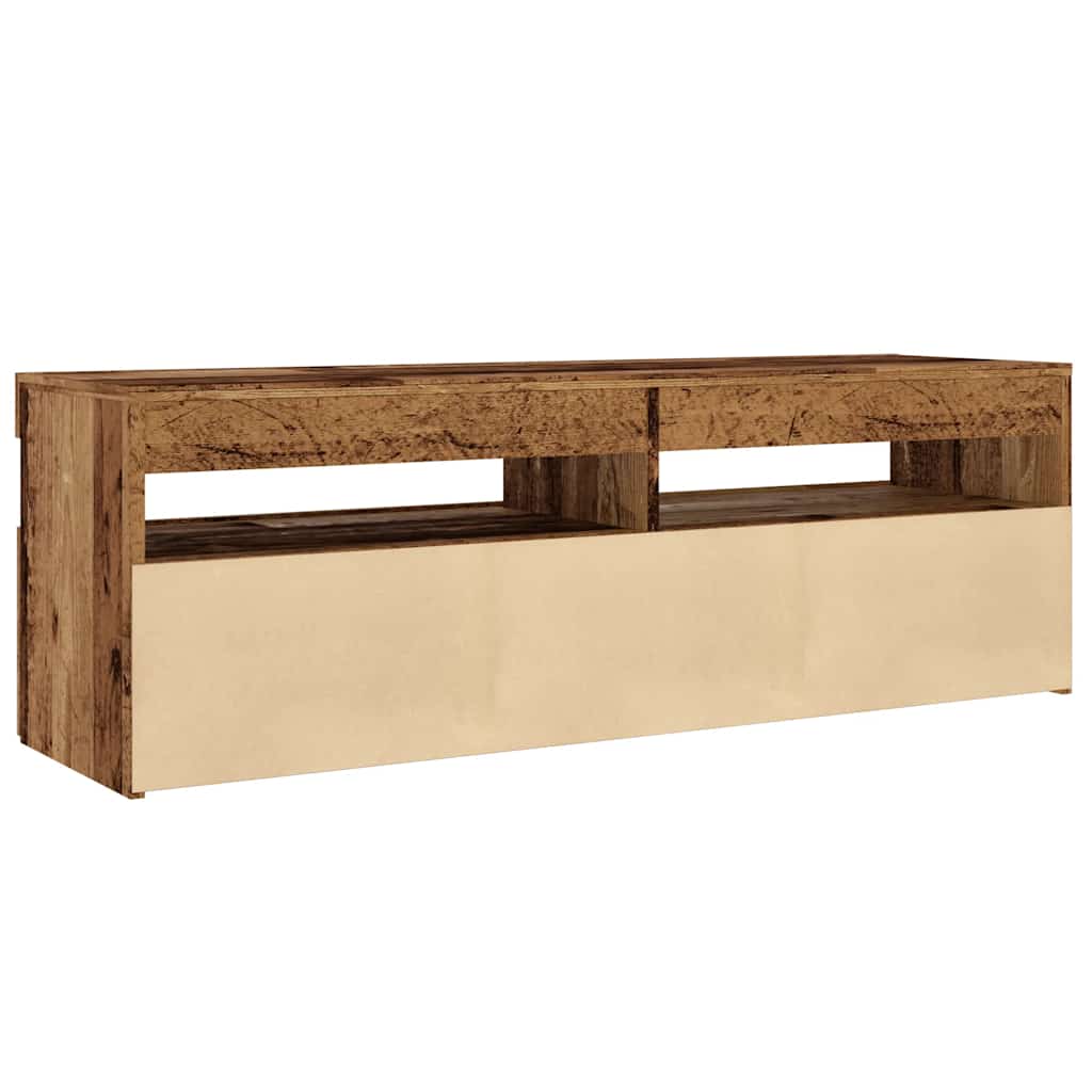 vidaXL Szafka pod TV z oświetleniem LED, stare drewno, 120x35x40 cm