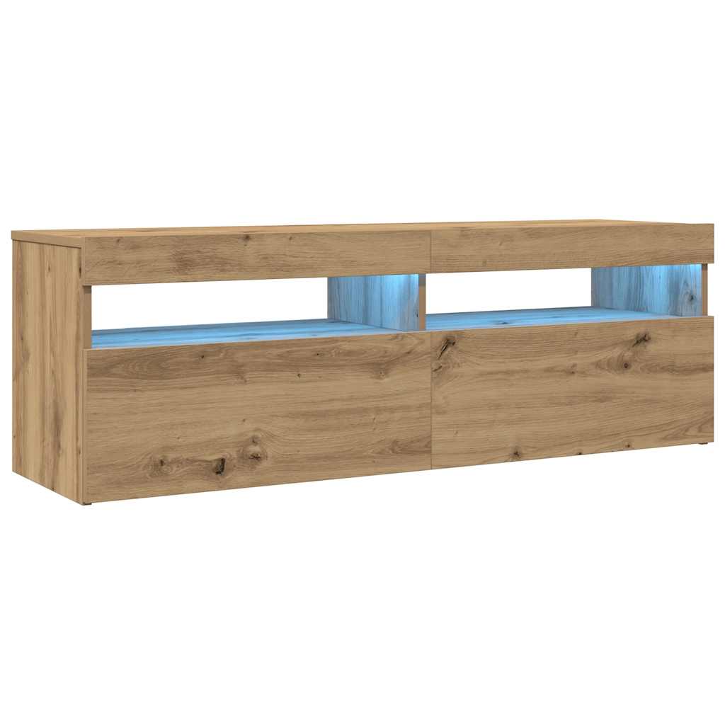 vidaXL Szafka pod TV z oświetleniem LED, dąb artisan, 120x35x40 cm