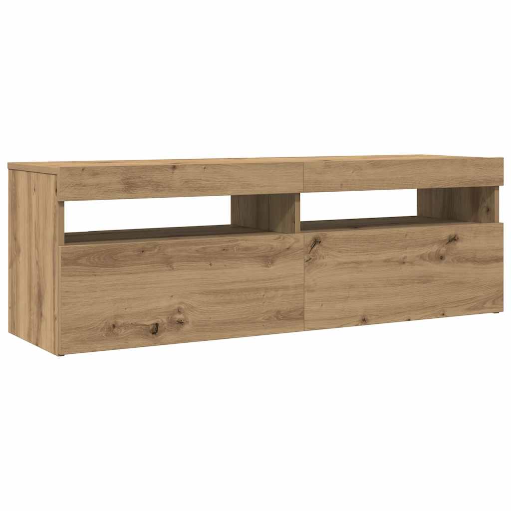vidaXL Szafka pod TV z oświetleniem LED, dąb artisan, 120x35x40 cm