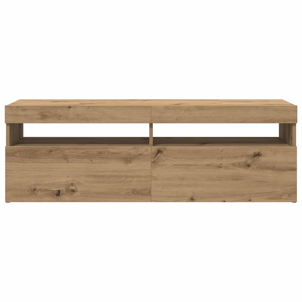 vidaXL Szafka pod TV z oświetleniem LED, dąb artisan, 120x35x40 cm
