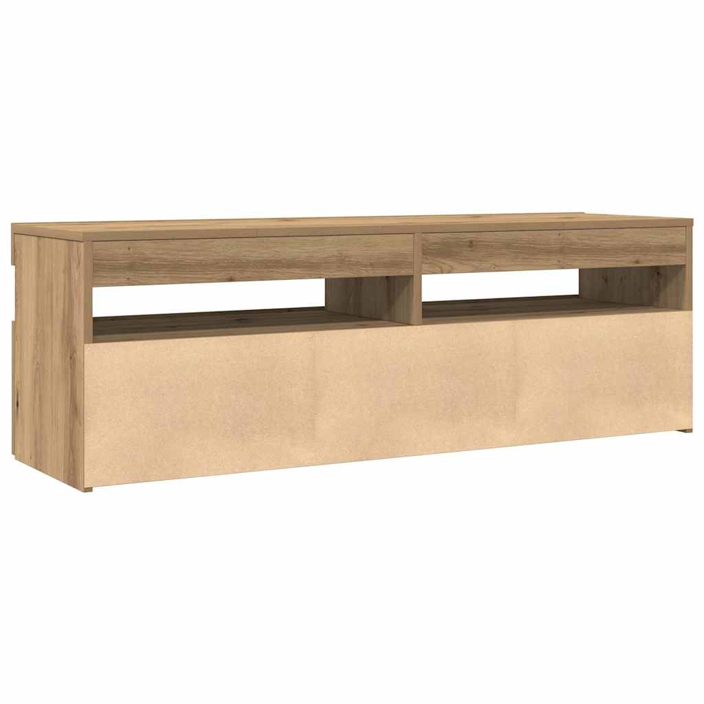 vidaXL Szafka pod TV z oświetleniem LED, dąb artisan, 120x35x40 cm