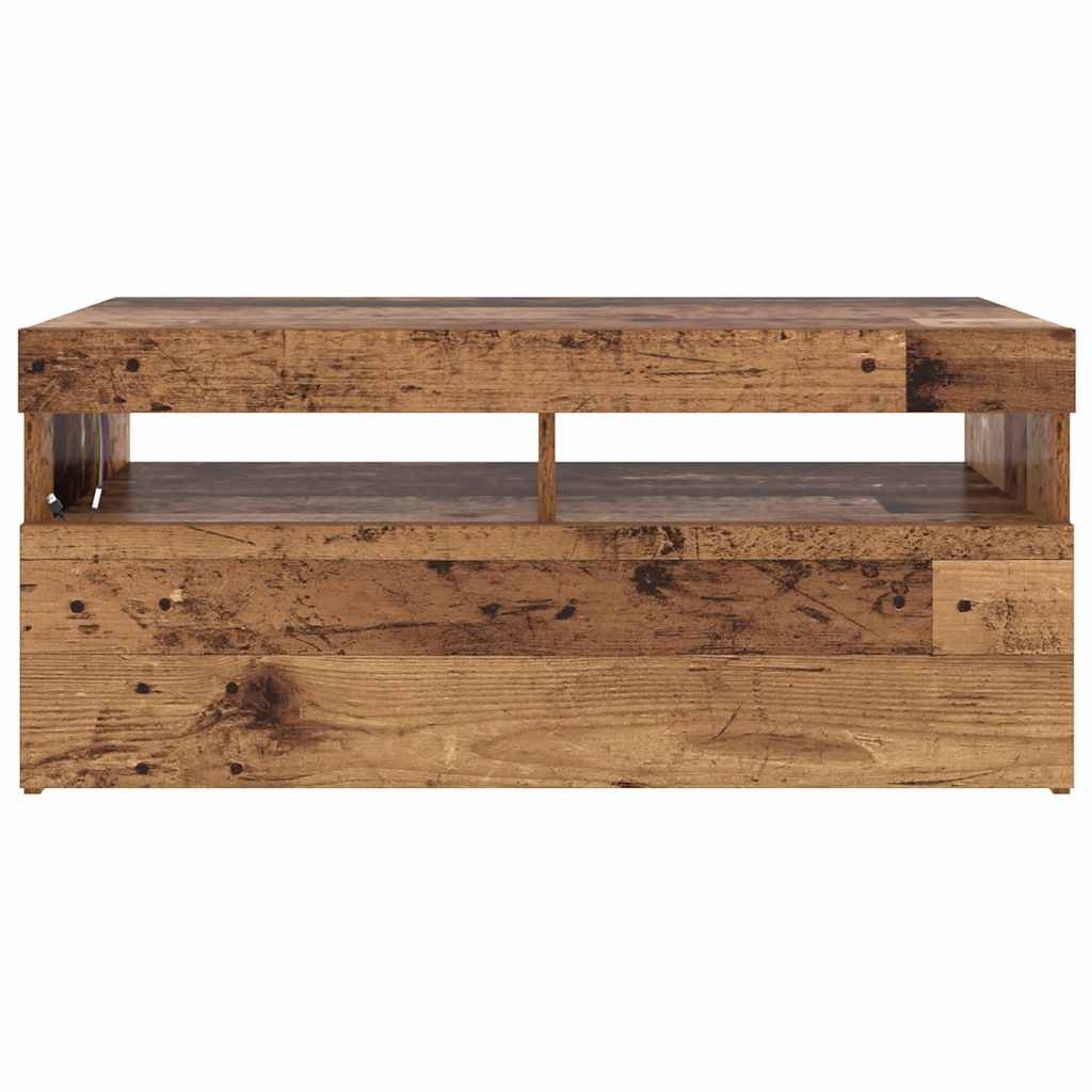 vidaXL Szafka pod TV z oświetleniem LED, stare drewno, 90x35x40 cm
