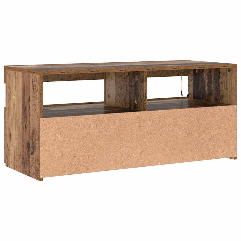 vidaXL Szafka pod TV z oświetleniem LED, stare drewno, 90x35x40 cm
