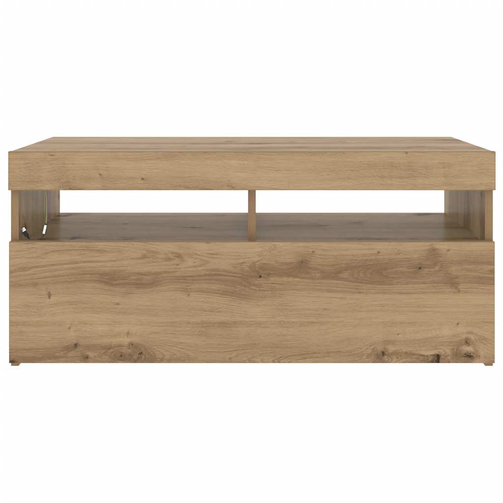 vidaXL Szafka pod TV z oświetleniem LED, dąb artisan, 90x35x40 cm
