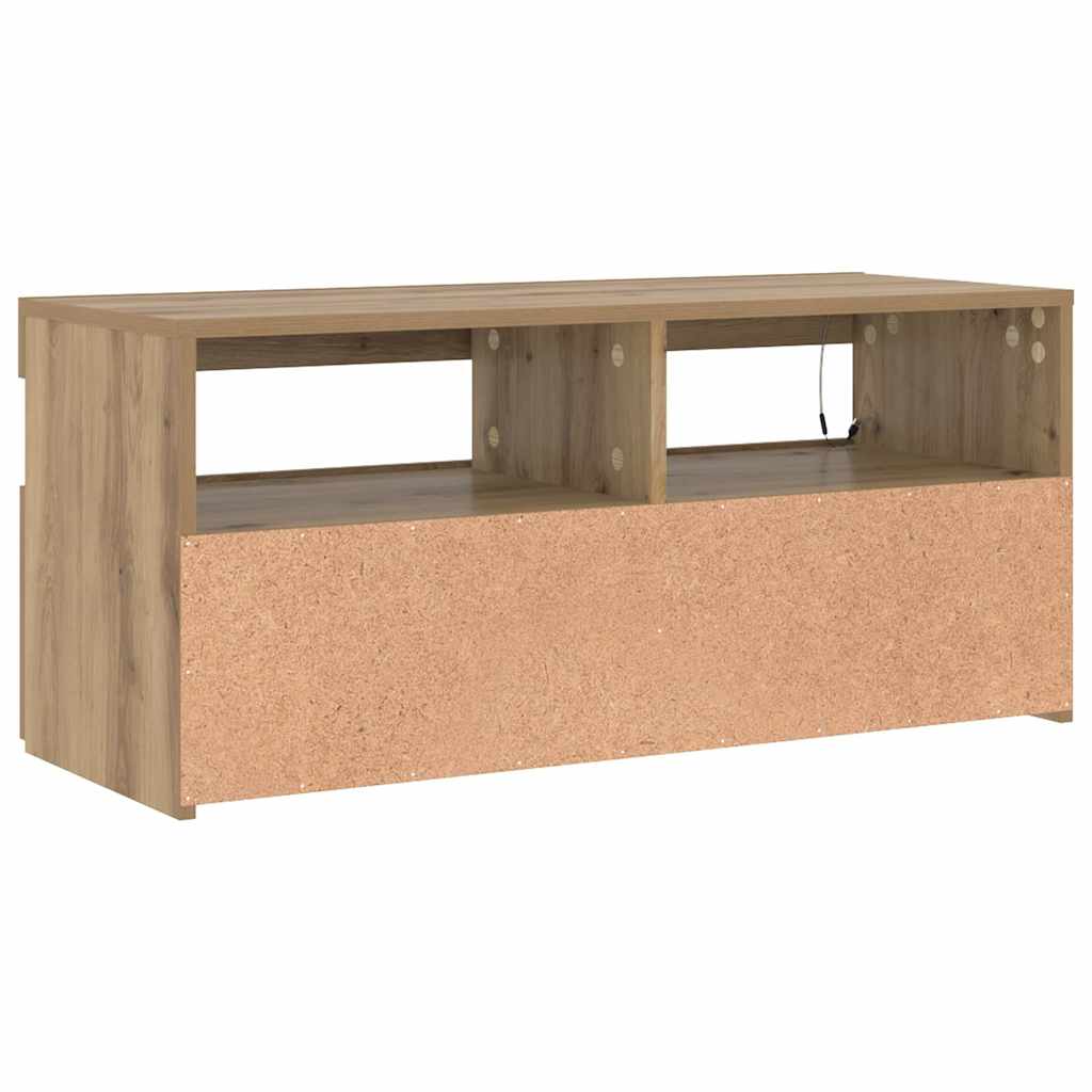 vidaXL Szafka pod TV z oświetleniem LED, dąb artisan, 90x35x40 cm