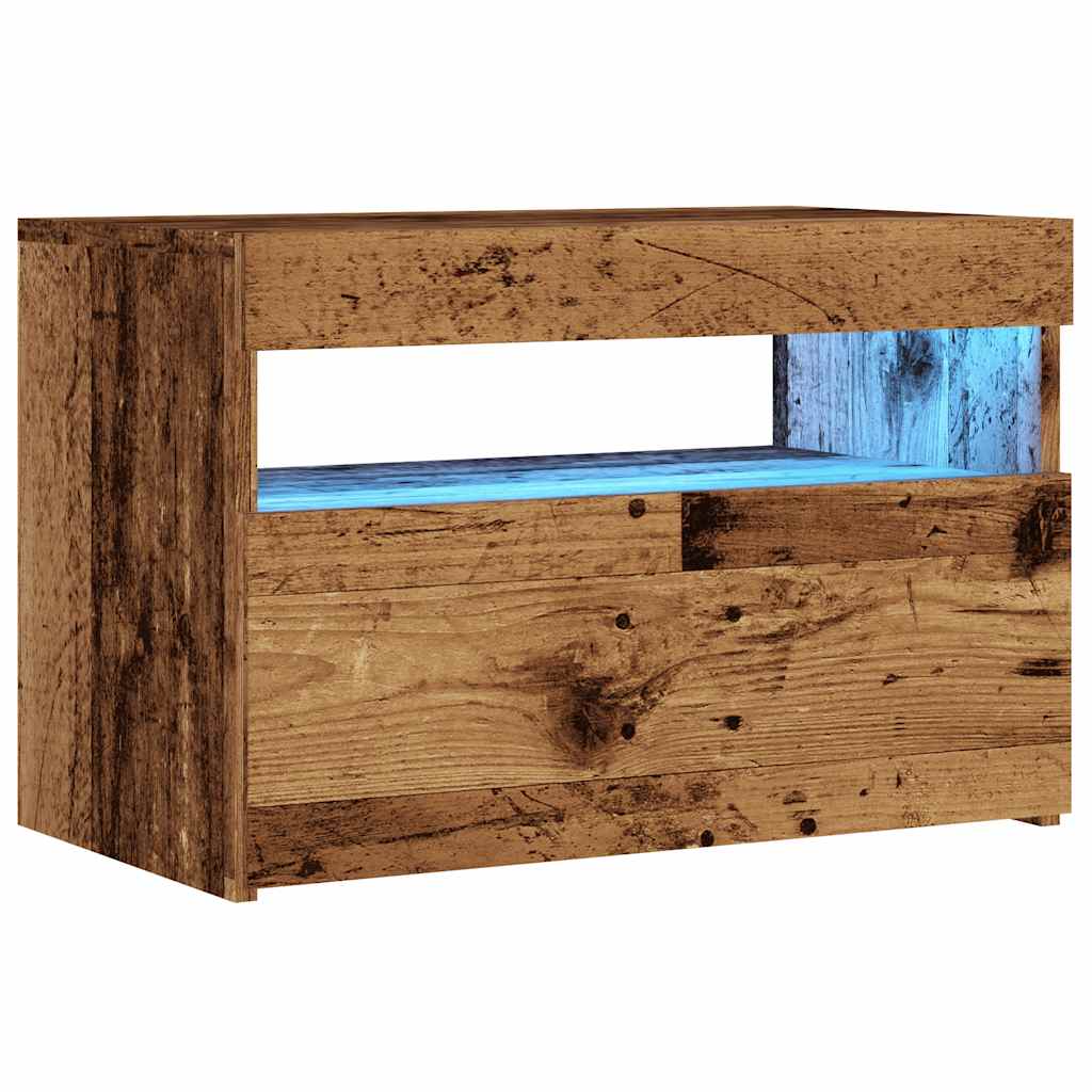 vidaXL Szafka pod TV z oświetleniem LED, stare drewno, 60x35x40 cm