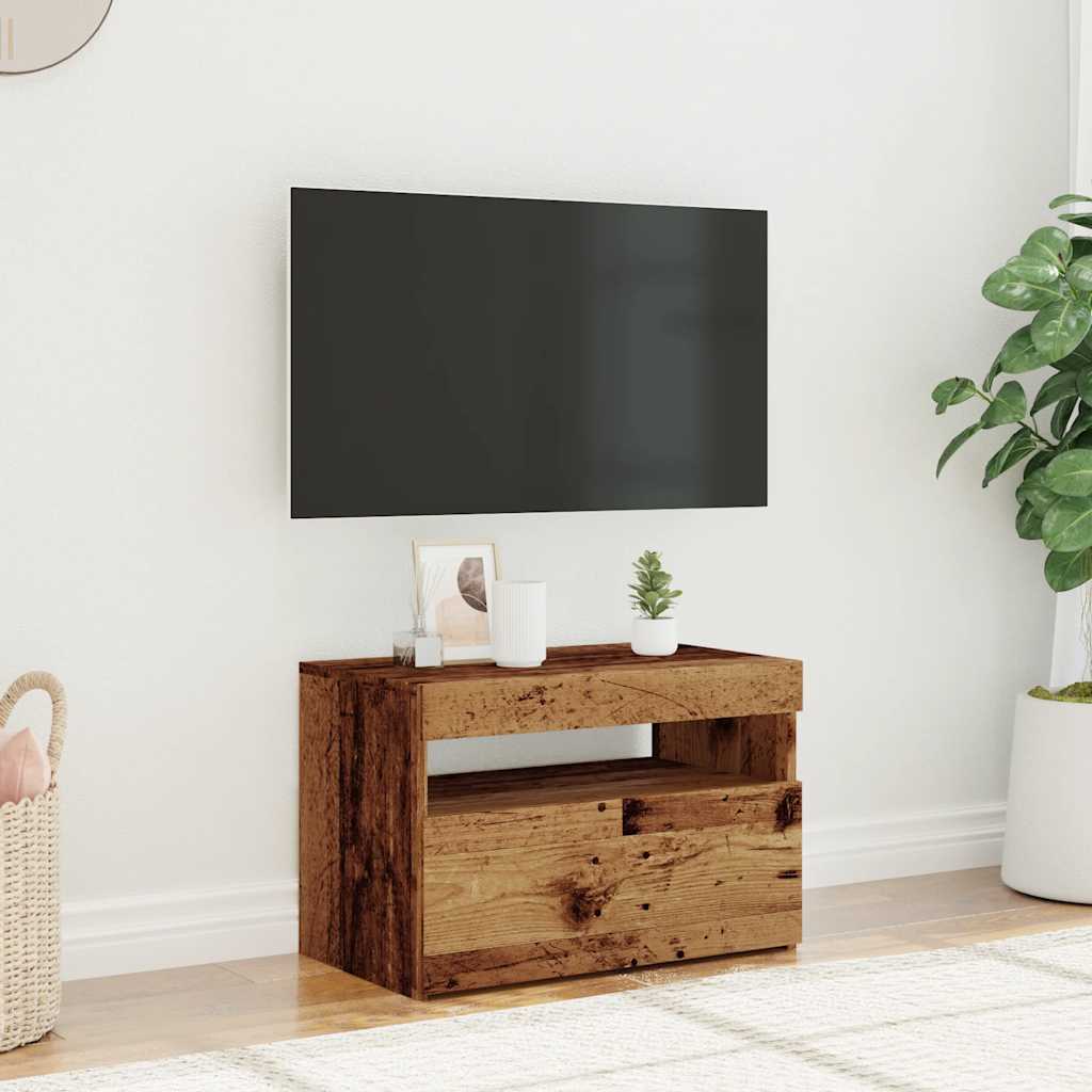 vidaXL Szafka pod TV z oświetleniem LED, stare drewno, 60x35x40 cm