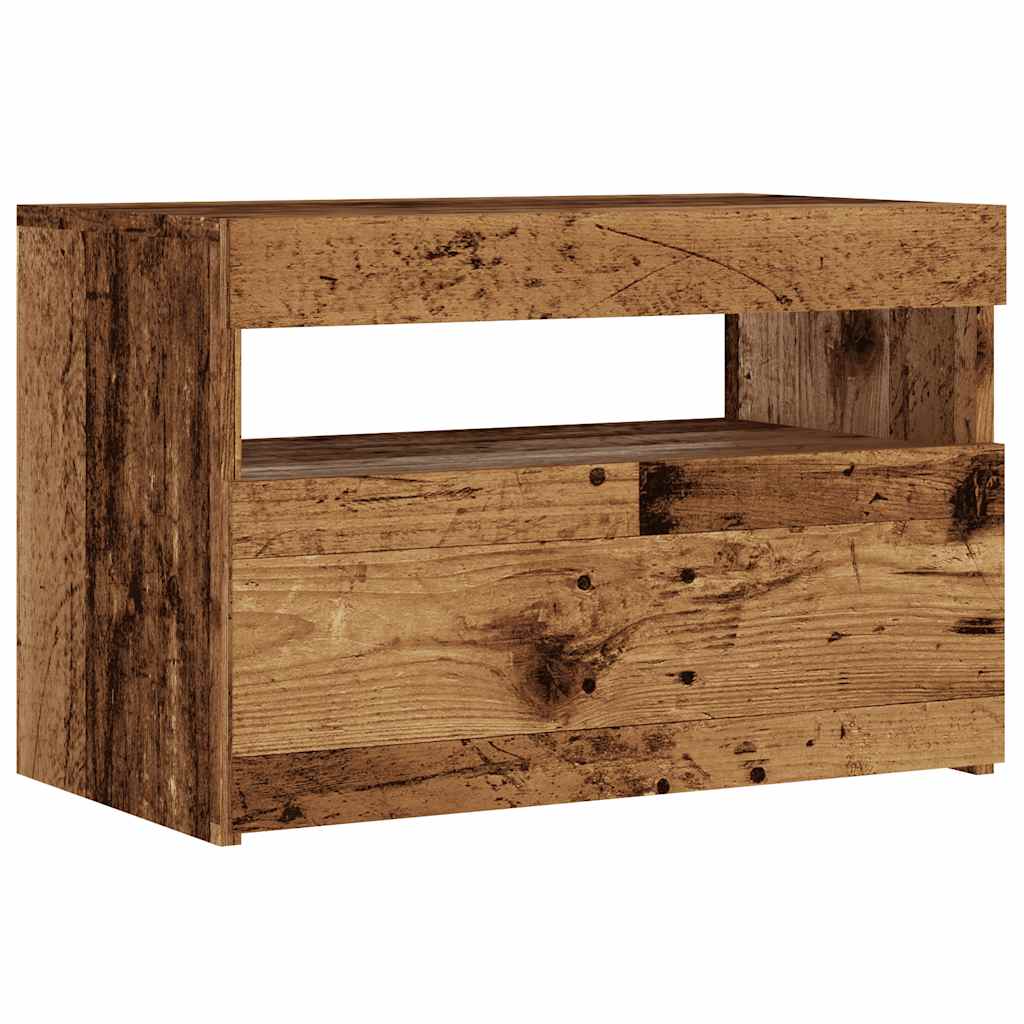 vidaXL Szafka pod TV z oświetleniem LED, stare drewno, 60x35x40 cm