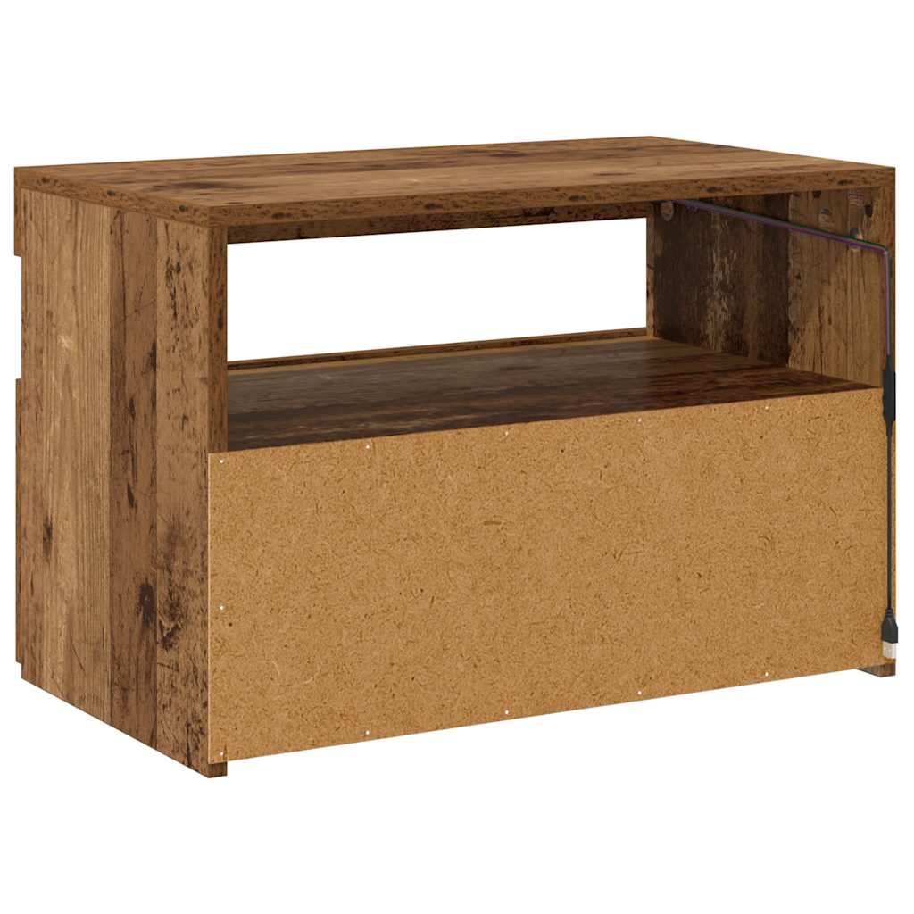 vidaXL Szafka pod TV z oświetleniem LED, stare drewno, 60x35x40 cm
