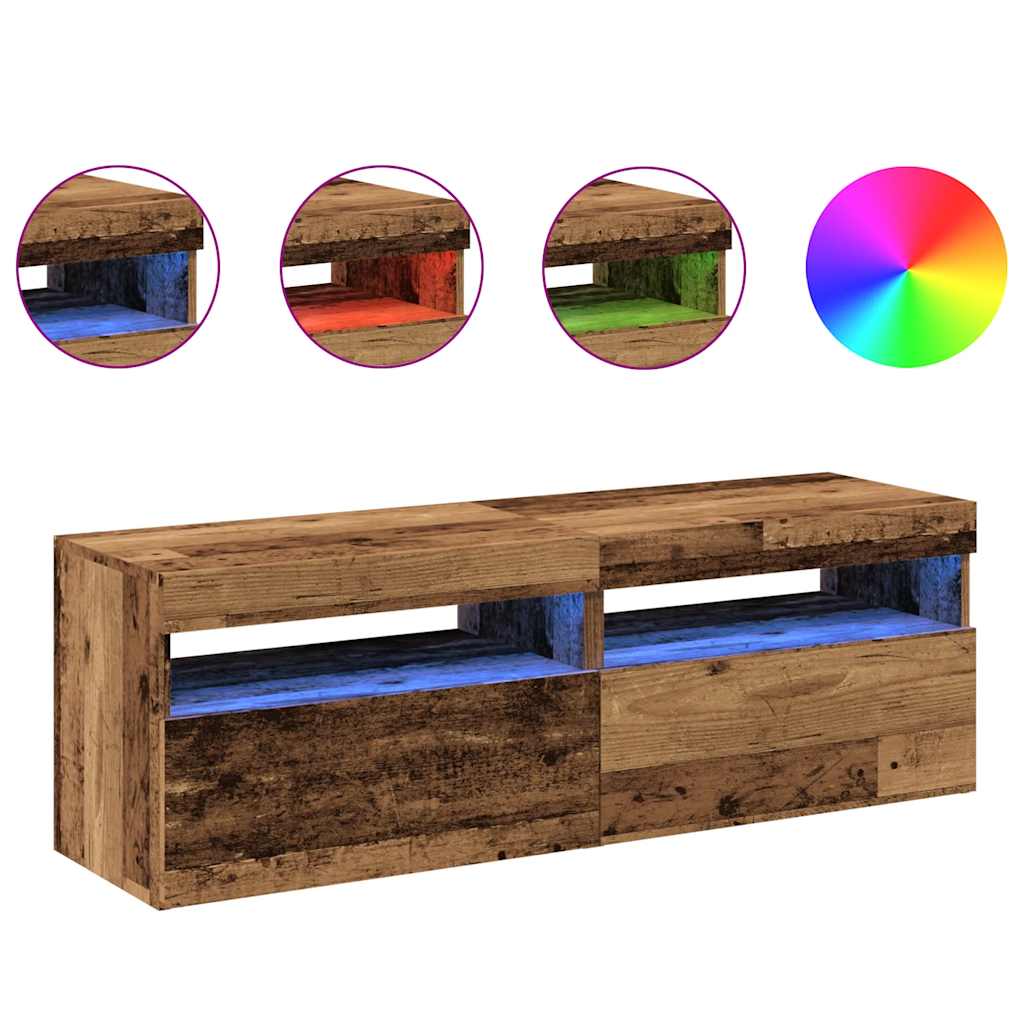 vidaXL Szafki z LED, 2 szt., stare drewno, materiał drewnopochodny