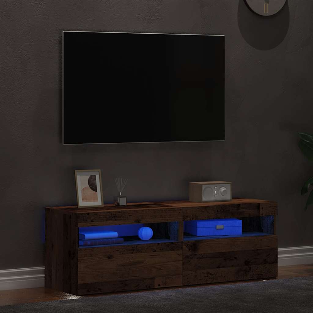 vidaXL Szafki z LED, 2 szt., stare drewno, materiał drewnopochodny