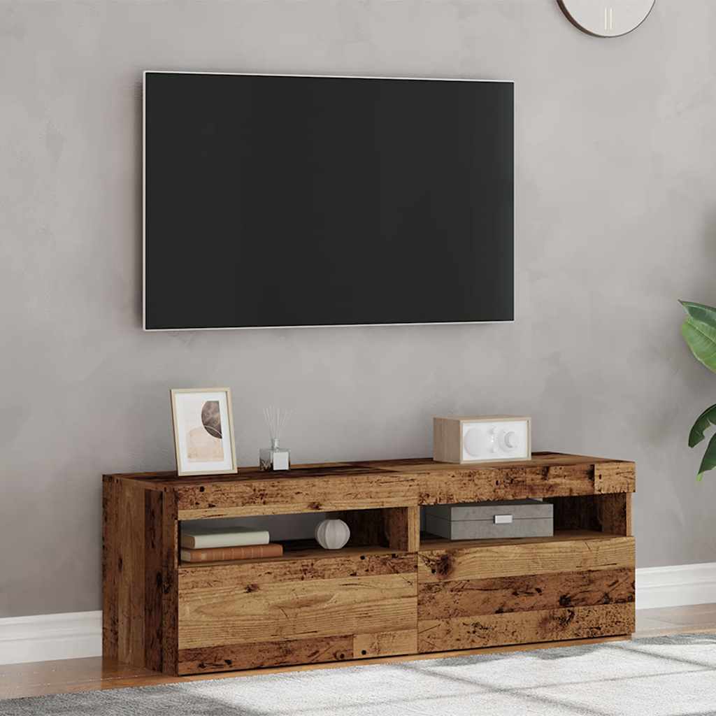vidaXL Szafki z LED, 2 szt., stare drewno, materiał drewnopochodny