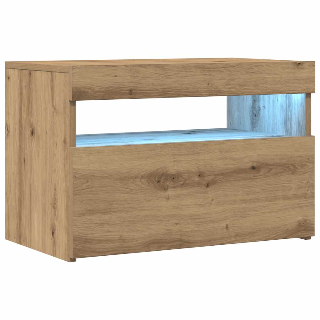 vidaXL Szafka pod TV z oświetleniem LED, dąb artisan, 60x35x40 cm