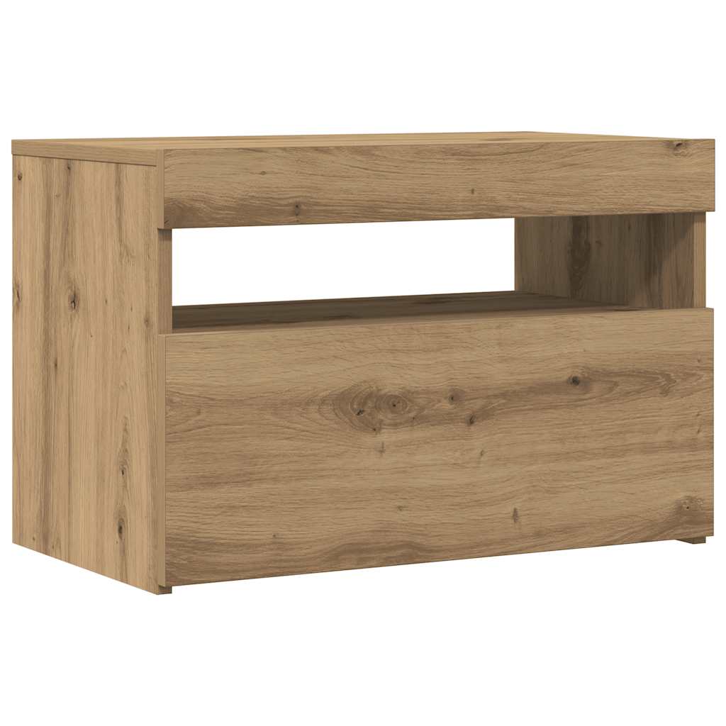 vidaXL Szafka pod TV z oświetleniem LED, dąb artisan, 60x35x40 cm