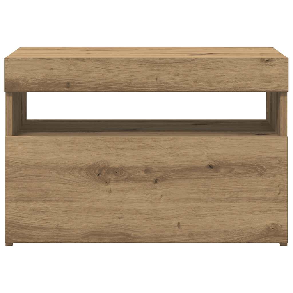 vidaXL Szafka pod TV z oświetleniem LED, dąb artisan, 60x35x40 cm