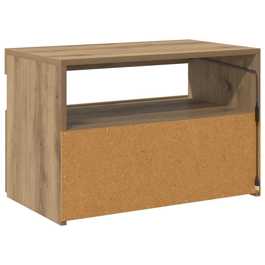 vidaXL Szafka pod TV z oświetleniem LED, dąb artisan, 60x35x40 cm